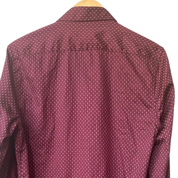 Zara Slim Fit Maroon Red Casual Button Up Down Collared Long Sleeve Shirt - Picture 6 of 8